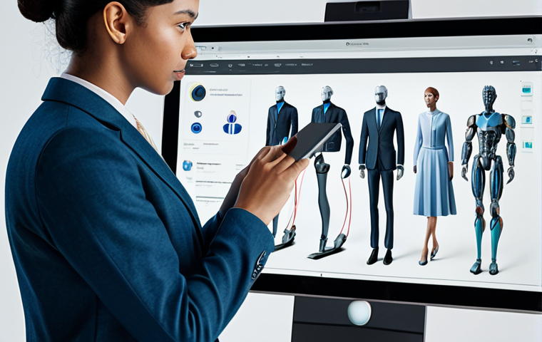 A professional character designer, a person of ambiguous gender, fully clothed in modest business casual attire, intently focused on a high-resolution digital tablet. The screen displays diverse, detailed 3D character models from various cultural backgrounds. The studio environment is modern and well-lit, with subtle holographic interfaces floating near other monitors, hinting at advanced design tools. This image conveys a blend of creativity and technological innovation. safe for work, appropriate content, fully clothed, professional, perfect anatomy, correct proportions, natural pose, well-formed hands, proper finger count, natural body proportions, professional photography, high quality.