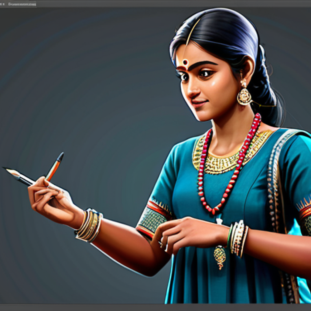 **
"A skilled character designer, surrounded by digital tools like Adobe Photoshop and Procreate, working on a new character. The character design blends traditional Indian cultural elements with modern digital art styles. The designer is fully clothed, wearing modest attire suitable for a professional artist. The studio is bright and inspiring, filled with artwork and creative tools. Perfect anatomy, correct proportions, well-formed hands, proper finger count, natural body proportions, professional, appropriate content, safe for work, family-friendly."
**