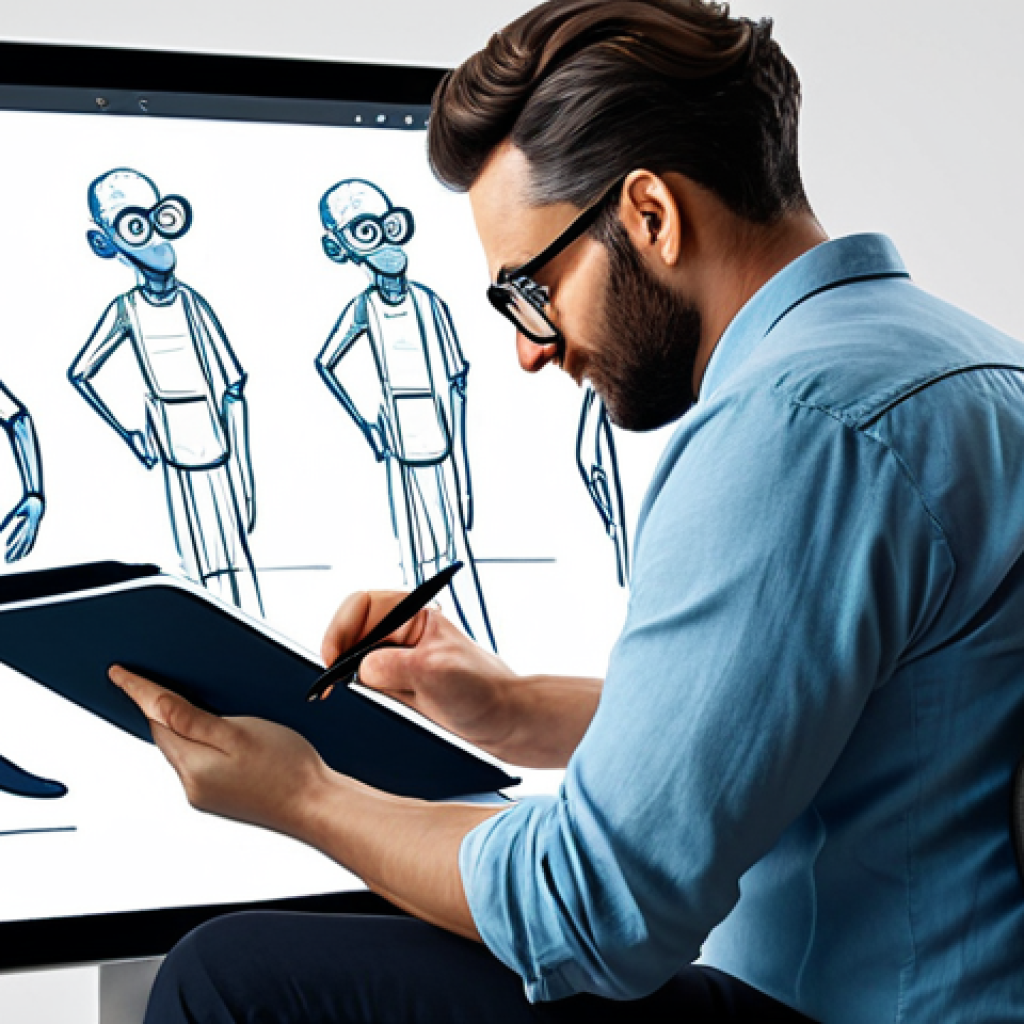**

"A professional character designer in a modern, well-lit studio, sketching a whimsical creature on a digital tablet. The character designer is fully clothed in modest attire, wearing glasses, focused expression, ergonomic chair, multiple reference sheets visible. Safe for work, appropriate content, professional, perfect anatomy, natural pose, well-formed hands, proper finger count."

**