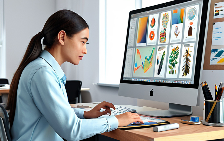 **

A professional character designer, fully clothed in modest attire, working at a digital art workstation in a bright studio. The studio has reference materials pinned on a corkboard. Safe for work, appropriate content, perfect anatomy, natural proportions, high quality, professional.

**