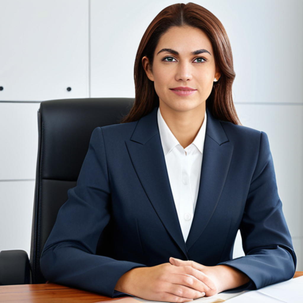 캐릭터 디자인 작업 의뢰 받는 방법 - **Image:** A professional businesswoman in a modest business suit, sitting at a desk in a modern off...