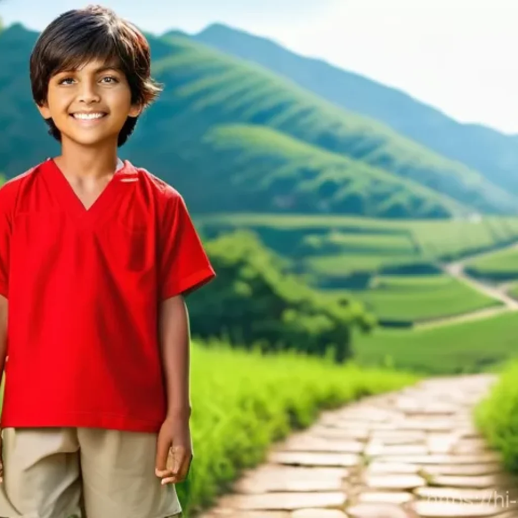 캐릭터 디자인의 학문적 접근법 - **Prompt: The Resilient Village Hero**
    "A young, brave, and kind boy hero, approximately 8 years...