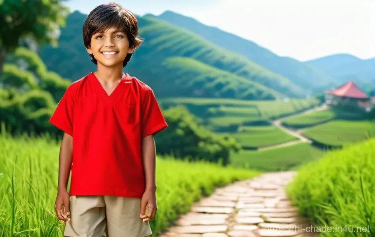 캐릭터 디자인의 학문적 접근법 - **Prompt: The Resilient Village Hero**
    "A young, brave, and kind boy hero, approximately 8 years...