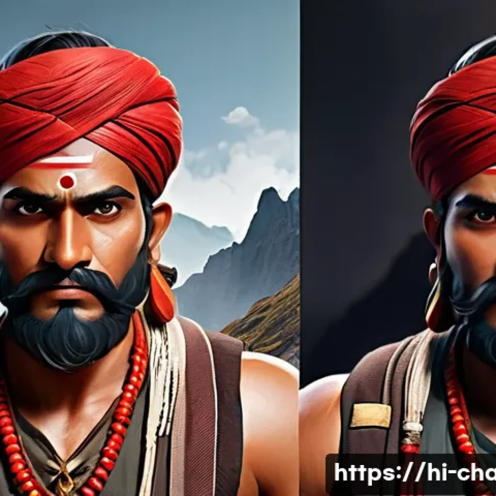 캐릭터 디자인 관련 학문적 연구 사례와 관련된 동향 - A detailed character design of a courageous Indian adventurer, featuring strong broad shoulders, det...