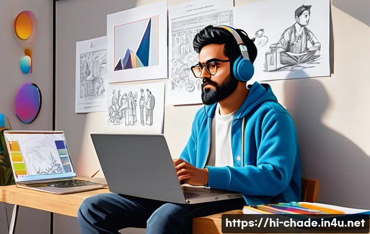 캐릭터 디자인 피드백 활용법 - A detailed digital illustration of an Indian artist attentively listening to feedback on a character...