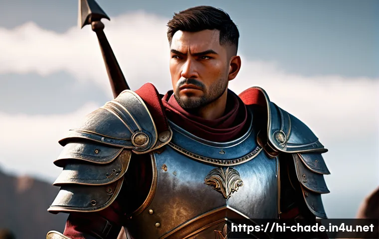 캐릭터 디자인과 게임 개발의 연관성 - A heroic RPG character standing confidently in a dynamic pose, wearing detailed medieval armor that ...