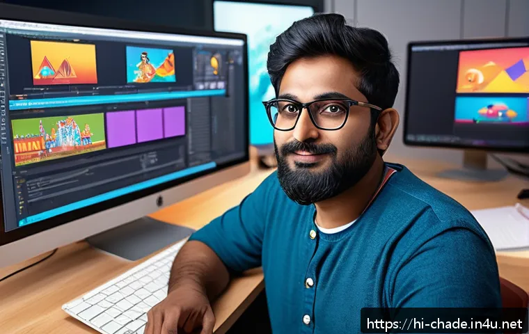 캐릭터 디자인 프리랜서의 고객 유치법 - A professional Indian freelance character designer at work in a modern digital studio, surrounded by...