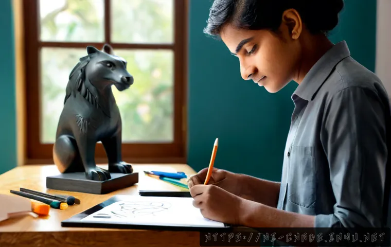 캐릭터 디자인 관련 학과 추천 - Photorealistic university character design studio, diverse Indian college student carefully sculptin...