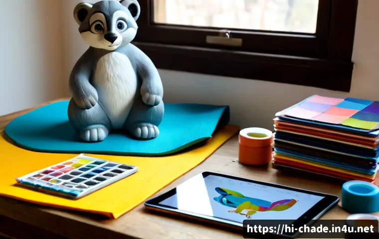 캐릭터 디자인과 캐릭터 상품화 - Photorealistic creative studio scene in India, an adult character designer sketching an original fri...